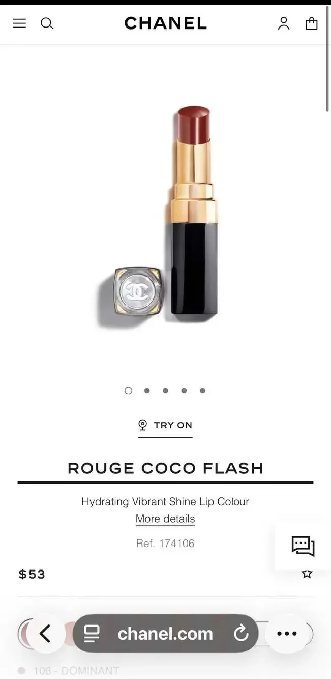 Chanel Rouge Coco Flash Hydrating Vibrant Shine Lip Colour - 106 Dominant